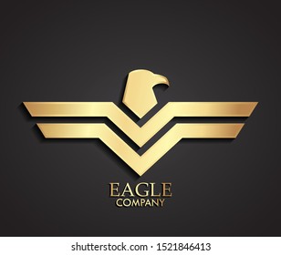 logotipo 3d con estilo de águila dorada