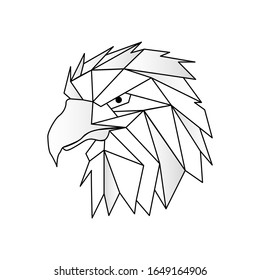 Eagle stylized triangle polygonal model. Contour for tattoo, logo, emblem and design element