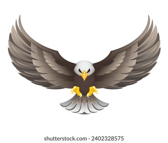 Eagle swooping with claws out and wing spread. Graphic vector