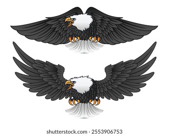 Eagle swooping and wing spread. Graphic vector