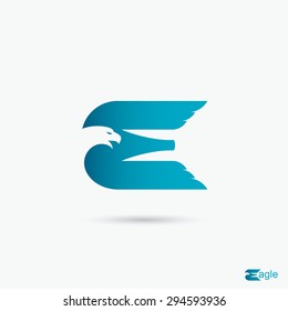 Eagle symbol - capital letter "E" - vector illustration
