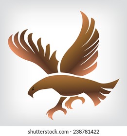 Eagle symbol, emblem design, attacking eagle illustration.