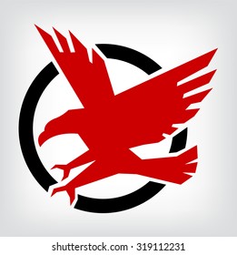 Eagle symbol, emblem design, attacking eagle illustration.