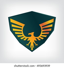 Eagle symbol, emblem design, attacking eagle illustration.