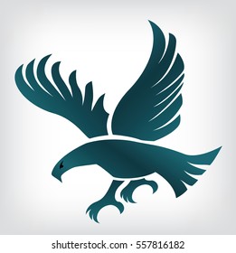 Eagle symbol, emblem design, attacking eagle illustration.