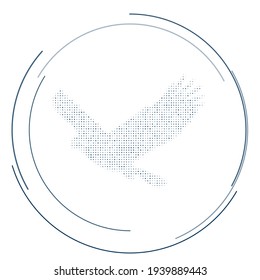 The eagle symbol filled with dark blue dots. Pointillism style. Vector illustration on white background