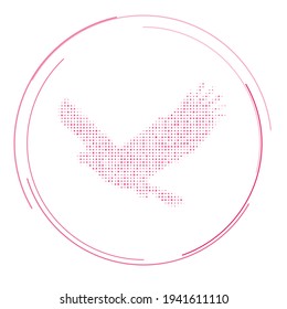 The eagle symbol filled with pink dots. Pointillism style. Vector illustration on white background
