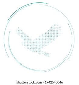 The eagle symbol filled with teal dots. Pointillism style. Vector illustration on white background