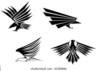 Eagle symbol isolated on white for tattoo design - also as emblem or mascots template. Jpeg version is also available