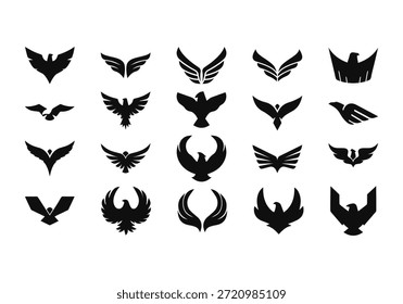 Conjunto de Elementos de Logotipo de Símbolo de Águia