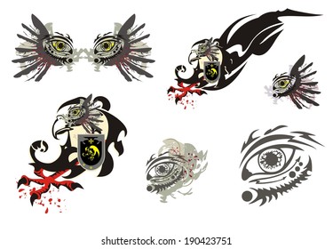 Eagle symbol and ornate eye
