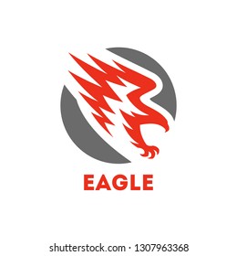 Eagle symbol. Round icon with flying bird