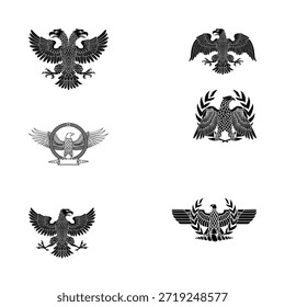 Símbolo de águia definido para o logotipo do ícone em um fundo transparente. 