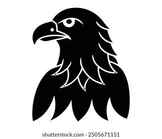 Eagle symbol. Silhouette flying eagles emblem, winged badge and freedom hawk wings stencil.