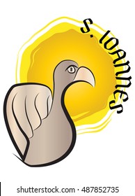 Eagle, a symbol of St John the evangelist. Color vector illustration.
