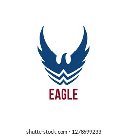 Eagle symbol with wings and stylized waves
