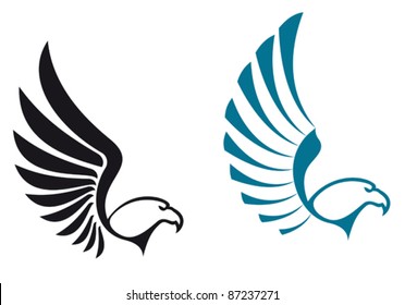 Eagle symbols isolated on white background for mascot or emblem design, also a logo idea. Rasterized version also available in gallery