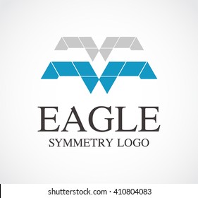 Eagle symmetry of wing abstract vector and logo design or template flying business icon of company identity symbol concept
