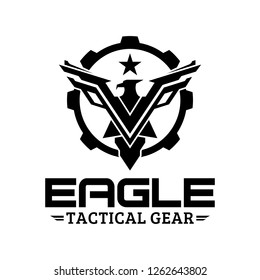 Eagle tactical gear vector logo design illustration template