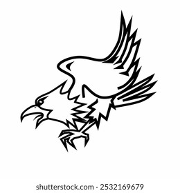 eagle tattoo design hand drawn line art style vector illustration