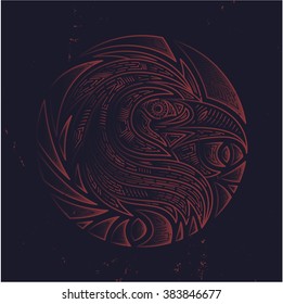 Eagle tattoo design. Label and emblem line vintage design for prints.