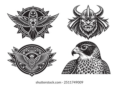 design de tatuagem de águia, coruja de águia em branco