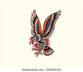 
Tatuaje de águila flash tradicional Ilustración