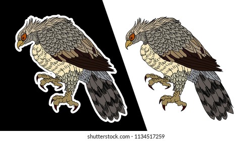 Eagle tattoo isolate vector.Hand drawn traditional Japanese Eagle.Native American Eagle attacking.Old-school tattoo design. 