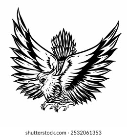 eagle tattoo vector illustration handrawn isolated