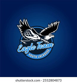 Eagle Team Club Academy Lacrosse Lax Logo Template Vector 