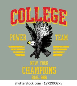 Eagle team college style vector art