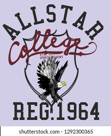 Eagle team college style vector art