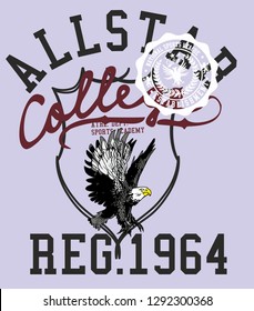Eagle team college style vector art