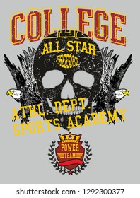 Eagle team college style vector art