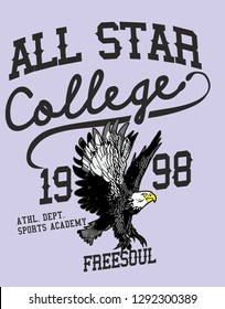 Eagle team college style vector art