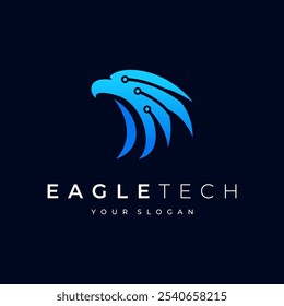 Vector de diseño de logotipo de Eagle Tech, emblema, símbolo creativo, icono de águila