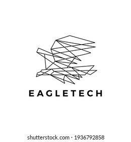ilustración del icono del vector del logotipo poligonal geométrico de tecnología de águila