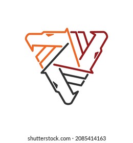 Eagle three Head Shield Icon Illustration Template