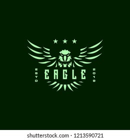eagle with three stars logo icon vector