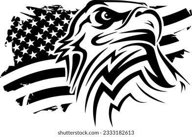 Eagle through flag 4th of july t-shirt design