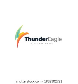 Eagle thunder logo template. Flash eagle gradient logo