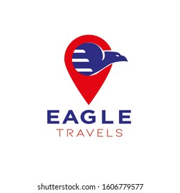 Eagle travel pin logo vector