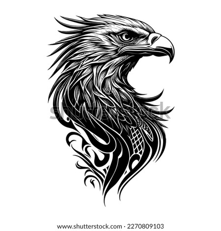 Eagle tribal tattoo design representing strength and freedom in its intricate lines and curves