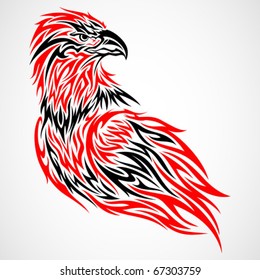 eagle tribal tattoo in red and black