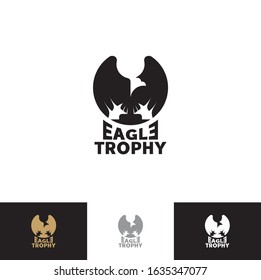Eagle trophy logo vector illustration, emblem design editable for your business clothing bike motorcycle