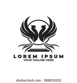 Eagle trophy winner symbol logo design