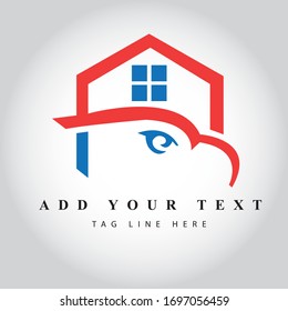 Eagle Type Real Estate logo design & illustration vector art 