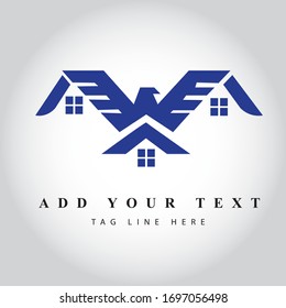 Eagle Type Real Estate logo design & illustration vector art 