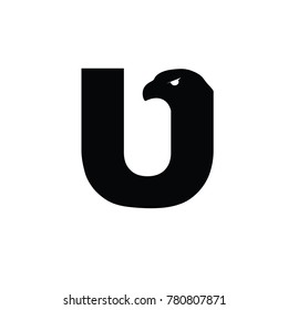 eagle U font logo flat vector template