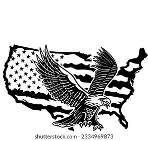 Eagle United States shape american flag t-shirt design